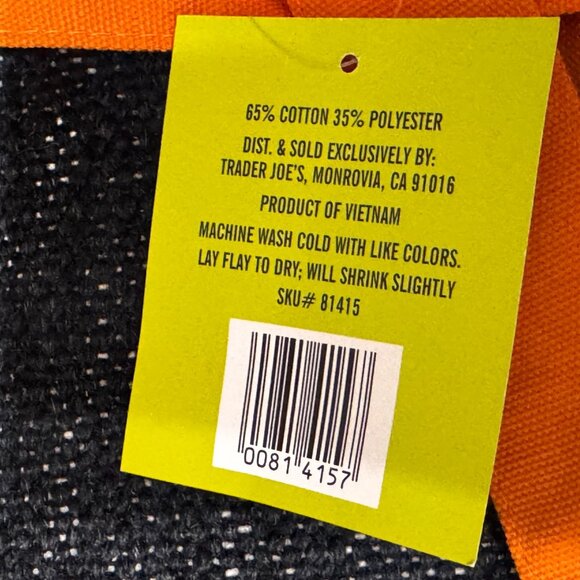 TRADER JOE's Halloween Trick-Or-Treat Canvas Mini Tote Bag, Orange, 2025 - Picture 10 of 10